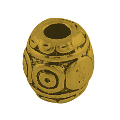 Античное Золото Тибетский стиль сплава баррель бисером, без кадмия, без никеля и без свинца, античное золото , 7x6.5 мм, Отверстие : 2 мм , около 1470 шт / 1000 г