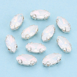 Кристалл Пришить бусины монте из стразов, с настройками латуни, аксессуары для одежды, лошадиный глаз , кристалл, 9.8x5x4 мм, отверстие : 1 мм