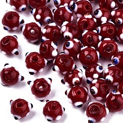 FireBrick Handmade Bumpy Lampwork Beads, FireBrick, 10~11x11~12x7~8mm, Hole: 1.4~1.6mm