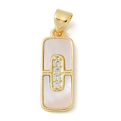 Rectangle Латунные микро проложить кубического циркония подвески, с оболочкой, без свинца и без кадмия, долговечный, прямоугольные, 20x7.5x1.5 мм, отверстие : 4x3.5 мм