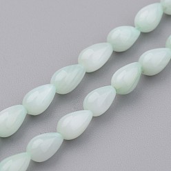 Light Cyan Natural Shell Bead Strands, Dyed, teardrop, Light Cyan, 7x5mm, Hole: 0.5mm, about 59pcs/strand, 15.2 inch
