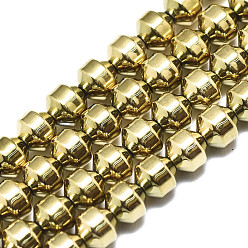 Real 18K Gold Plated Electroplate Non-magnetic Synthetic Hematite Beads Strands, Round Bicone, Real 18K Gold Plated, 4.5x4mm, Hole: 1mm, about 92~93pcs/strand, 15.75 inch(40cm)