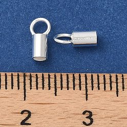 Silver 925 Sterling Silver Cord Ends, End Caps, Column, Silver, 7.5x3x2.5mm, Hole: 2mm, Inner Diameter: 2mm