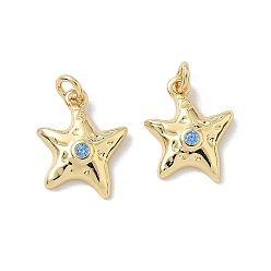 Настоящее золото 18K Кулон из циркония, звезды прелести, с целью перехода в кольце, стойки покрытие, долговечный, без кадмия и без свинца, реальный 18 k позолоченный, 14x11x2.5 мм, отверстие : 2 мм