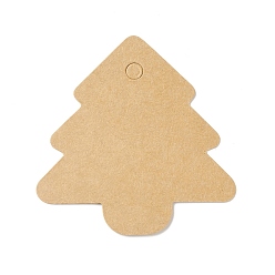 BurlyWood 100Pcs Blank Kraft Paper Gift Tags, Christmas Tree, BurlyWood, 5.45x5.35x0.05cm, Hole: 4.5mm