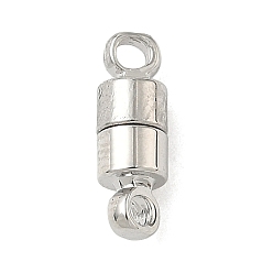 Платинированный Колонка латунные магнитные застежки, с петлями, без никеля , Реальная платина, 11x4 мм, отверстие : 1.5 мм