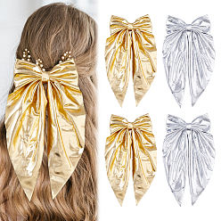 (52) Непрозрачная лаванда 4 шт. 2 цветные тканевые заколки-бантики для волос, аксессуары для волос для женщин, разноцветные, 285x147x17 мм, 2 шт / цвет