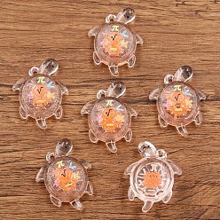 Коралловый Прозрачные смоляные подвески, черепахи обереги, коралл, 30x23 мм, отверстие : 1 мм