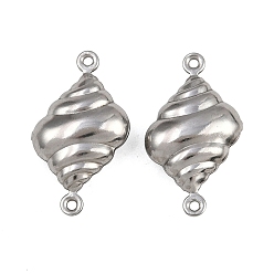 Нержавеющая Сталь Цвет 304 подвески из нержавеющей стали, звенья в форме спиральной раковины, не тускнеет, цвет нержавеющей стали, 22x12.5x5 мм, отверстие : 1.2 мм