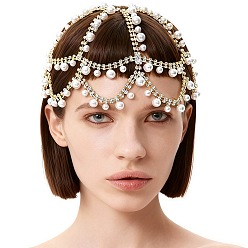 Золотой Пластиковые повязки на голову с жемчужной сеткой, со стразами, аксессуары для волос для женщин и девушек, золотые, 225x225x8 мм
