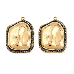 Rectangle 304 подвески из нержавеющей стали, с глиной горный хрусталь, золотые, прямоугольник амулеты, 24x18x5 мм, отверстие : 1.5 мм