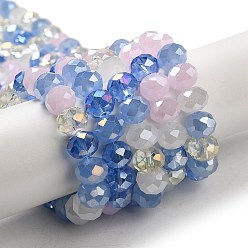 Королевский синий Стеклянные бусины, граненые, рондель, королевский синий, 10x8 мм, отверстие : 1 мм, около 63~65 шт / нитка, 19.2~20 дюйм (48~50 см)