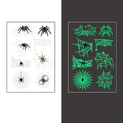 Spider Autocollants en papier de tatouages temporaires amovibles et imperméables, lueur lumineuse dans la nuit d'halloween, araignée, 10x7.5 cm