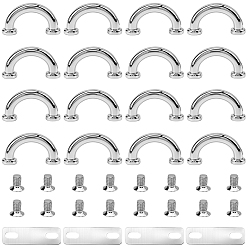 Платина 18 шт. пряжки с D-образным кольцом из сплава, металлические застежки-подвески для соединителя цепного ремня, платина, 14x26.5x7 мм, отверстие : 2.3 мм