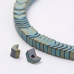 Green Plated Electroplate Non-Magnetic Synthetic Hematite Strands, V Shape, Grade A, Green Plated, 2x3x2mm, Hole: 0.5mm, about 252pcs/strand, 10.98 inch