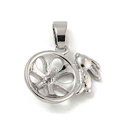 Платина Долговечные латунные кулоны с латунным покрытием, за половину пробурено бисера, кролик, платина, 12.5x13.5x4.5 мм, отверстие : 4.5x2.5 мм, штифты : 1 мм