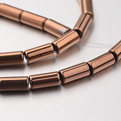 с Покрытием Меди Гальванизировать немагнитных синтетический гематит нитей бисера, трубка, с медным покрытием, 8x4 мм, отверстие : 1~1.5 мм, около 51 шт / нитка, 15.7 дюйм