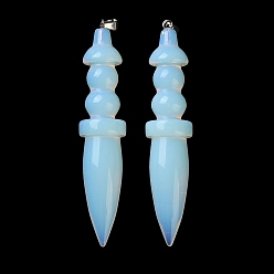 Опал Opalite большие подвески, подвески в форме меча с застежками-кнопками из нержавеющей стали, цвет нержавеющей стали, 69~71x14~14.5 мм, отверстие : 5x3.5 мм