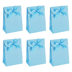 Sky Blue Paper Packing Bags with Bowknot, Rectangle, Sky Blue, 10.5x7.5x0.3cm, Open: 10.5x7.5x4.1cm