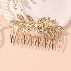 Golden Iron Hair Combs, Leaf, Golden, 90x55mm