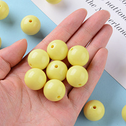 Yellow Opaque Acrylic Beads, Round, Yellow, 20x19mm, Hole: 3mm, about 111pcs/500g
