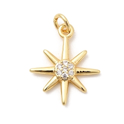 Настоящее золото 18K Латунные микро проложить кубического циркония подвески, звезды прелести, долговечный, без свинца и без кадмия, стойки покрытие, с целью перехода в кольце, реальный 18 k позолоченный, 15.5x13x2 мм, отверстие : 2.5 мм