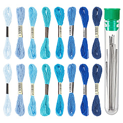 Couleur Mélangete Kits de broderie bricolage, y compris des aiguilles à fil en acier inoxydable et du fil à broder en polycoton, couleur mixte, 0.4mm
