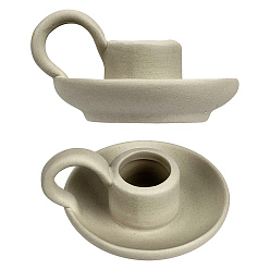 WhiteSmoke Creative Teacup Shape Porcelain Candle Holder, Round Candlestick Base with Handle, WhiteSmoke, 8.3x7.3x4.3cm, Inner Diameter: 2.1cm, 2pcs/box