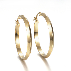 Golden 304 Stainless Steel Hoop Earrings, Hypoallergenic Earrings, Golden, 34.5x33x3mm, Pin: 1x0.8mm