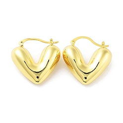 Сердце Серьги-кольца из настоящего латуни с настоящим золотом, сердце, 18 мм