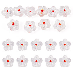Blanco 10 piezas de cuentas transparentes hechas a mano con textura rugosa, elaboradas con la técnica de soplado de vidrio, con brillo de plata, flor, blanco, 13.5~14.5x14.5x8.5~10 mm, agujero: 0.8~1.6 mm