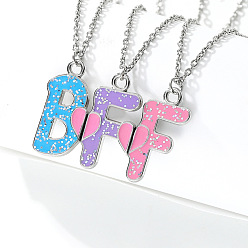 (52) Непрозрачная лаванда 3 шт. 3 цвета цинковый сплав эмаль магнитные ожерелья для лучших друзей, платина, разноцветные, 17.72 дюйм (45 см), 1 шт / цвет