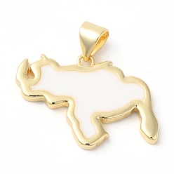 Белый Эко-подвески с покрытием из латуни и эмали, долговечный, без свинца и без кадмия, реальный 18 k позолоченный, очарование карты, белые, 16x20x2 мм, отверстие : 5x3.5 мм