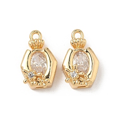 Прозрачный Латунные микро проложить кубического циркония подвески, без никеля , овальные с цветком, реальный 18 k позолоченный, прозрачные, 17x10.5x6.5 мм, отверстие : 1.6 мм