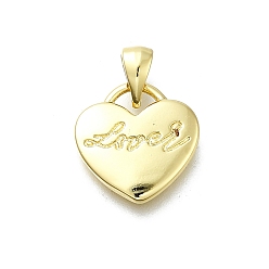 Настоящее золото 18K Латунные подвески, сердце прелести, долговечный, без свинца и без кадмия, стойки покрытие, реальный 18 k позолоченный, 14x14x2 мм, отверстие : 4.5x3 мм