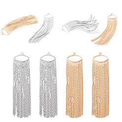 Real Gold Plated & Real Platinum Plated 4шт 2 цвета латунные кисточки большие подвески, долговечный, без никеля , настоящее золото и платина, 54x13.5x1 мм, отверстие : 1.4 мм, 2 шт / цвет