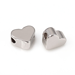 Платина Латунные бусины, сердце, долговечный, платина, 6x5.5x3 мм, отверстие : 1.5 мм