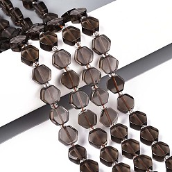 Ice Obsidian Натуральные ледяные обсидиановые бусинки, шестиугольник, с бисером, 8~10x8~10x4~5 мм, отверстие : 0.9~1 мм, около 18~19 шт / нитка, 7.68~8.07'' (19.5~20.5 см)