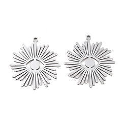 Нержавеющая Сталь Цвет 201 подвески из нержавеющей стали, солнце с очарованием глаз, цвет нержавеющей стали, 27x25x1 мм, отверстие : 1.4 мм