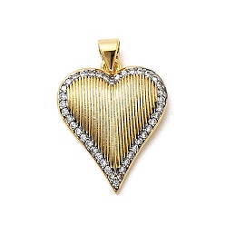 Сердце Латунные микро проложить кубического циркония подвески, стойки покрытие, долговечный, без свинца и без кадмия, реальный 18 k позолоченный, сердце, 23x18.5x4.5 мм, отверстие : 5x3.5 мм