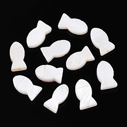 Морская Ракушка Естественных пресноводных стеклянные бусы, рыба, цвет морской раковины, 10x5.5x3 мм, отверстие : 0.9 мм
