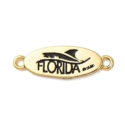 Настоящее золото 18K Пляжная стойка с латунным овальным разъемом, подвески, слово флорида ссылки, долговечный, без кадмия и без свинца, реальный 18 k позолоченный, 7x21x1 мм, отверстие : 1.5 мм