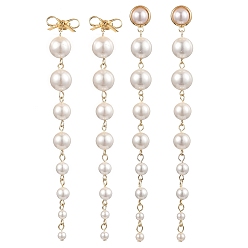 Морская Ракушка 2 пары сережек-гвоздиков с кисточками из ракушек для женщин, круглый и bowknot, золотые, цвет морской раковины, 110x10 мм