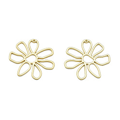 Matte Gold Color Alloy Open Back Bezel Pendants, For DIY UV Resin, Epoxy Resin, Pressed Flower Jewelry, Cadmium Free & Lead Free, Flower, Matte Gold Color, 34x36x1.5mm, Hole: 1.2mm