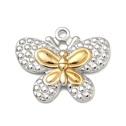 Бабочка Два тона 304 из нержавеющей стали подвески, золотистый и цвет нержавеющей стали, очарование бабочки, 20x24x2 мм, отверстие : 2 мм