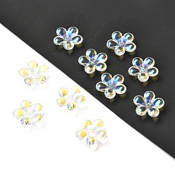 Clear Electroplate Transparent Glass Bead Caps, Five-Petal Flower, Clear, 22x22x8mm, Hole: 1.8mm