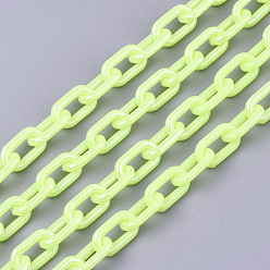 Шампанско-Желтый Акриловые непрозрачные кабельные цепи, AB цвет, овальные, шампанское желтый, 13x8x2 мм, 19.68 дюйм (50 см) / прядь