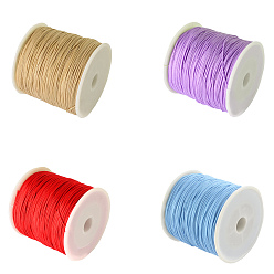 Color mezclado Hilo de nylon trenzado hilo de nylon para abalorios fabricación de joyas, color mezclado, 0.8 mm, sobre 100 yardas / rodillo, 91.44 m / rollo, 4 colores, 1 rollo / color, 4rolls