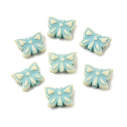 Papillon Perles acryliques opaques peintes, perles camées, bleu ciel, papillon, 11x14.5x5mm, Trou: 1.8mm