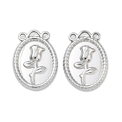 Oval Тисненые 304 подвески из нержавеющей стали, очарование цветочного узора, овальные, 20x14x2.5 мм, отверстие : 1.4 мм